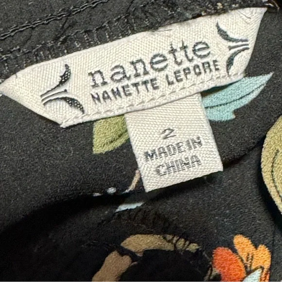 Nanette Lepore Dark Floral Hi-Low Puff Sleeve Dress 2 Whimsigoth Bloomcore Black - Picture 12 of 13